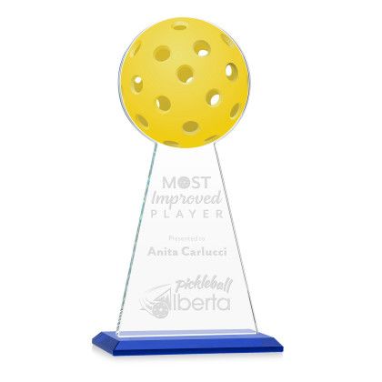 Custom Large Edenwood Pickleball Award Blue Base - Etched Custom Large Edenwood Pickleball Award Blue Base - Etched