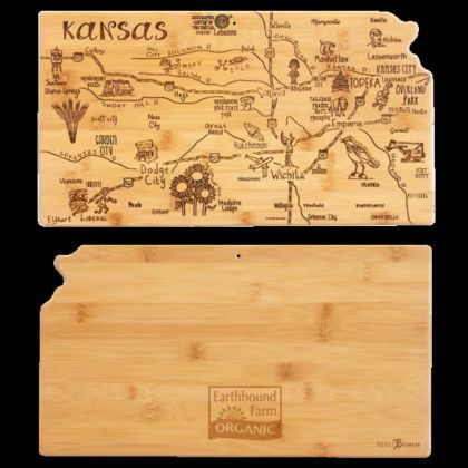 Custom U.S. State Shaped Bamboo Cutting and Serving Boards - kansas Custom U.S. State Shaped Bamboo Cutting and Serving Boards - kansas