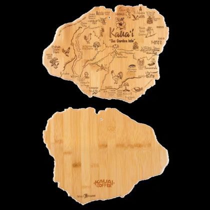 Custom U.S. State Shaped Bamboo Cutting and Serving Boards - Kauai Custom U.S. State Shaped Bamboo Cutting and Serving Boards - Kauai