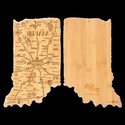 Custom U.S. State Shaped Bamboo Cutting and Serving Boards - Indiana Custom U.S. State Shaped Bamboo Cutting and Serving Boards - Indiana