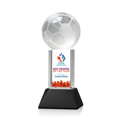 Custom Small Soccer Ball Full Color Award on Stowe Black Base Custom Small Soccer Ball Full Color Award on Stowe Black Base