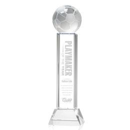 Custom X-Large Soccer Ball Award on Stowe Clear Base - Etched Custom X-Large Soccer Ball Award on Stowe Clear Base - Etched