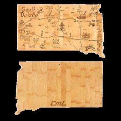 Custom U.S. Destination Bamboo Cutting and Serving Boards - South Dakota Custom U.S. Destination Bamboo Cutting and Serving Boards - South Dakota