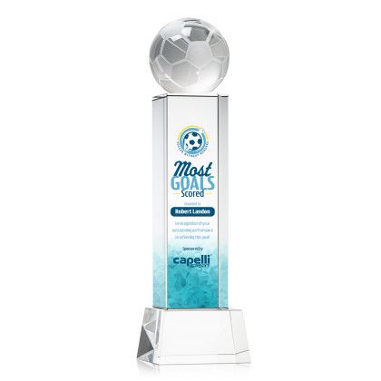 Custom Large Soccer Ball Full Color Award on Belcroft Clear Base Custom Large Soccer Ball Full Color Award on Belcroft Clear Base