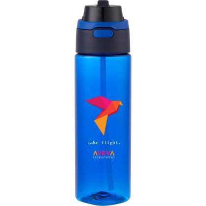 Custom Ella 24 oz rPET Flip Straw Bottle - Blue