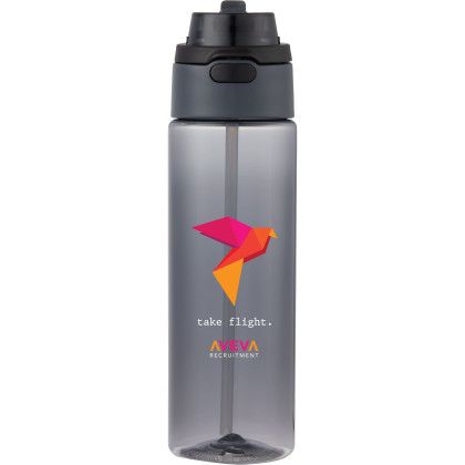 Custom Ella 24 oz rPET Flip Straw Bottle - Charcoal