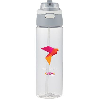 Custom Ella 24 oz rPET Flip Straw Bottle - Clear