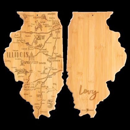 Custom U.S. State Shaped Bamboo Cutting and Serving Boards - Illinois Custom U.S. State Shaped Bamboo Cutting and Serving Boards - Illinois