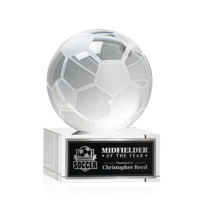 Custom Large Soccer Ball Award on Hancock Base - Engraved Custom Large Soccer Ball Award on Hancock Base - Engraved