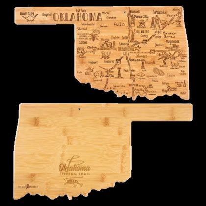 Custom U.S. State Shaped Bamboo Cutting and Serving Boards - Oklahoma Custom U.S. State Shaped Bamboo Cutting and Serving Boards - Oklahoma