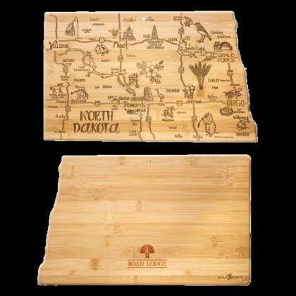 Custom U.S. State Shaped Bamboo Cutting and Serving Boards - North Dakota Custom U.S. State Shaped Bamboo Cutting and Serving Boards - North Dakota
