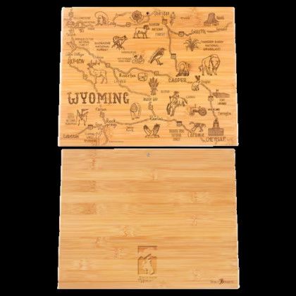 Custom U.S. State Shaped Bamboo Cutting and Serving Boards - Wyoming Custom U.S. State Shaped Bamboo Cutting and Serving Boards - Wyoming