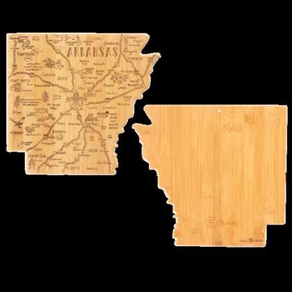 Custom U.S. State Shaped Bamboo Cutting and Serving Boards - Arkansas Custom U.S. State Shaped Bamboo Cutting and Serving Boards - Arkansas