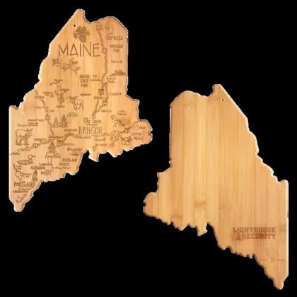 Custom U.S. State Shaped Bamboo Cutting and Serving Boards - Maine Custom U.S. State Shaped Bamboo Cutting and Serving Boards - Maine