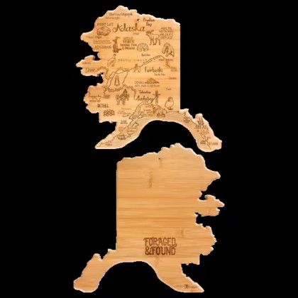 Custom U.S. State Shaped Bamboo Cutting and Serving Boards - Alaska Custom U.S. State Shaped Bamboo Cutting and Serving Boards - Alaska