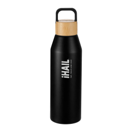 Custom Aspen 24 oz Recycled Bottle with FSC Bamboo Lid - Black Custom Aspen 24 oz Recycled Bottle with FSC Bamboo Lid - Black