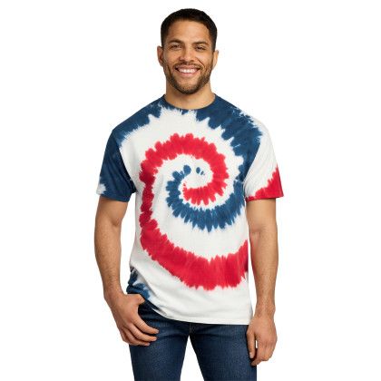 Custom Port & Co Tie-Dye Tee - USA Rainbow