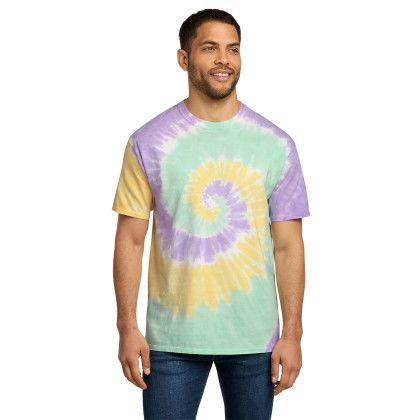 Custom Port & Co Tie-Dye Tee - Mint Rainbow