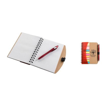 Custom Executive Spiral Notebook-Stylus Pen-Sticky Flags - Open View Custom Executive Spiral Notebook-Stylus Pen-Sticky Flags - Open View