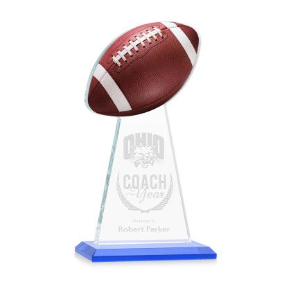 Custom Medium Edenwood Football Award Sky Blue Base - Etched Custom Medium Edenwood Football Award Sky Blue Base - Etched