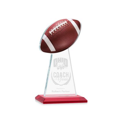 Custom Small Edenwood Football Award Red Base - Etched