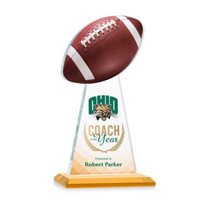 Custom Medium Edenwood Football Full Color Award Amber Base