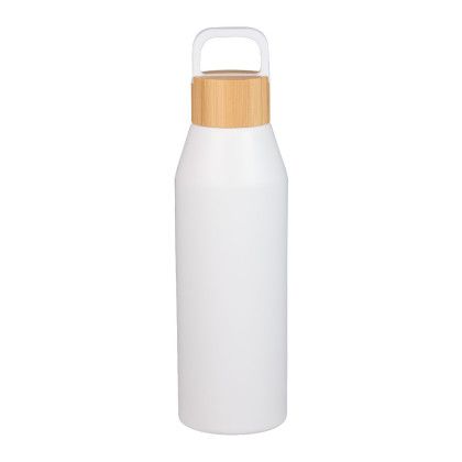 Custom Aspen 24 oz Recycled Bottle with FSC Bamboo Lid - White Custom Aspen 24 oz Recycled Bottle with FSC Bamboo Lid - White