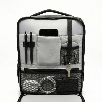 Custom Link 17" Laptop Backpack - Gray In Use Custom Link 17" Laptop Backpack - Gray In Use