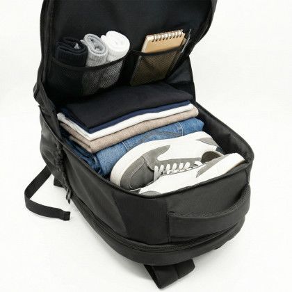 Custom Axis 17" Laptop Backpack - Black Lifestyle View Custom Axis 17" Laptop Backpack - Black Lifestyle View