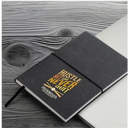 Custom Saratoga Recycled Leather Stone Paper Journal - Lifestyle View 