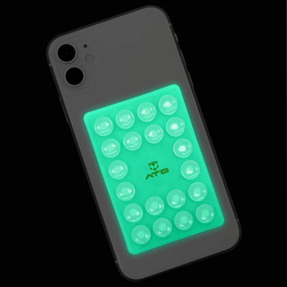 Custom Glow In The Dark Suction Phone Holder - In Use Custom Glow In The Dark Suction Phone Holder - In Use