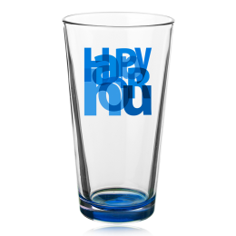 Custom 16 oz. Casale Pint Glasses Colored Bottoms - Blue 