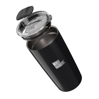 Custom Go Time 18 oz Recycled Stainless Steel Tumbler - Black Open View Custom Go Time 18 oz Recycled Stainless Steel Tumbler - Black Open View