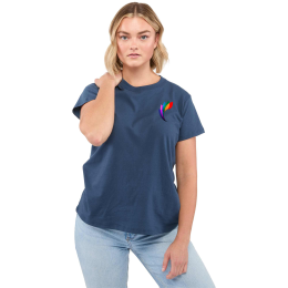 Custom Women's American Giant Cotton Crew Neck Short Sleeve T-Shirt - Navy Custom Women's American Giant Cotton Crew Neck Short Sleeve T-Shirt - Navy