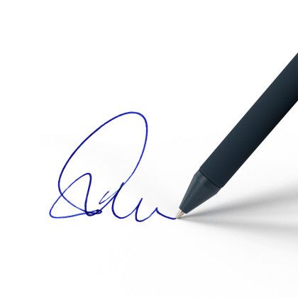 Custom Alix Call of the Wild Ballpoint Pen - Navy Blue In Use 