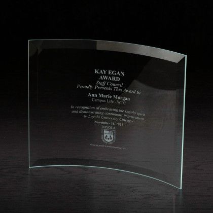 Custom Crescent X-Large Glass Award - Etched Custom Crescent X-Large Glass Award - Etched