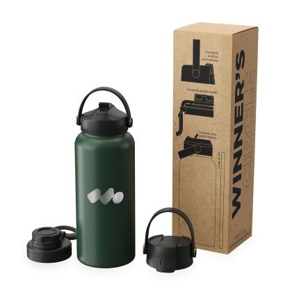 Custom Winner's Circle 32 oz Recycled Stainless Bottle With Cap Kit - Green Packaging View Custom Winner's Circle 32 oz Recycled Stainless Bottle With Cap Kit - Green Packaging View