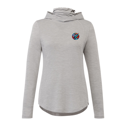 Custom Women's Sira Eco Performance Knit Lightweight Neck Gaiter Hoodie - Light Heather Gray Custom Women's Sira Eco Performance Knit Lightweight Neck Gaiter Hoodie - Light Heather Gray