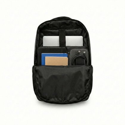 Custom Flux 17" Laptop Backpack - Black Lifestyle View Custom Flux 17" Laptop Backpack - Black Lifestyle View