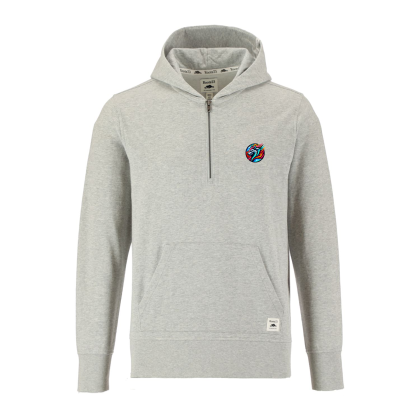 Custom Unisex Roots73 CANMORE Eco French Terry Quarter Zip Hoodie - Gray Mix