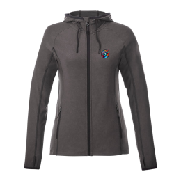 Custom Women's Kaiser Stretch Knit Full Zip Lightweight Jacket Hoodie - Black Smoke Heather Custom Women's Kaiser Stretch Knit Full Zip Lightweight Jacket Hoodie - Black Smoke Heather