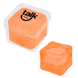 Custom Squishy Cube Stress Toy - Clear With Translucent Orange Custom Squishy Cube Stress Toy - Clear With Translucent Orange