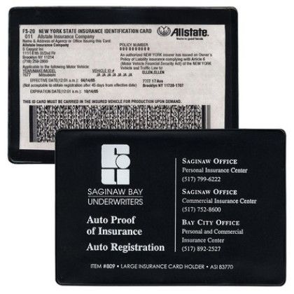 Custom XL Large Insurance Card Holder - Black