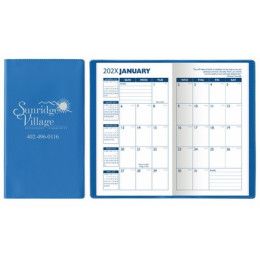 Custom Standard Vinyl Monthly Pocket Planner - Medium Blue Custom Standard Vinyl Monthly Pocket Planner - Medium Blue