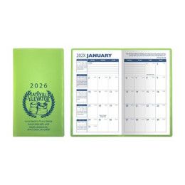 Custom Translucent Vinyl Monthly Pocket Planner - Translucent lime green Custom Translucent Vinyl Monthly Pocket Planner - Translucent lime green