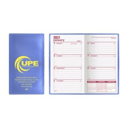 Custom Translucent Vinyl Cover Weekly Planner with Flat Clear Pen - Translucent Blue Custom Translucent Vinyl Cover Weekly Planner with Flat Clear Pen - Translucent Blue