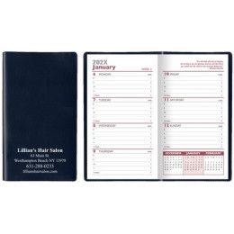 Custom Castillion Softtouch Vinyl Weekly Pocket Planner - Navy Blue