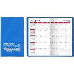 Custom Standard Vinyl Academic Monthly Pocket Planner - Medium Blue Custom Standard Vinyl Academic Monthly Pocket Planner - Medium Blue