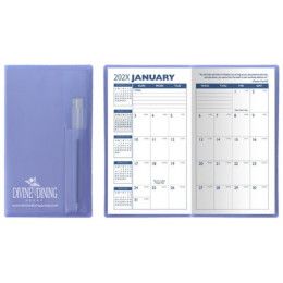Custom Translucent Vinyl Cover Monthly Planner with Flat Pen - Translucent blue Custom Translucent Vinyl Cover Monthly Planner with Flat Pen - Translucent blue