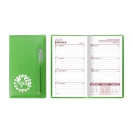 Custom Translucent Vinyl Cover Weekly Planner with Flat Clear Pen - Translucent Green